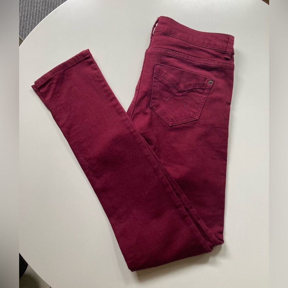 Topshop Moto Baxter Burgundy Jeans Cranberry Red Denim Vintage Jeans W26 L32